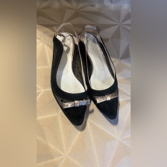 Made in Italy Giovanna Grazzini Elegant Black and Silver Women's Flats - Picture 1 of 6